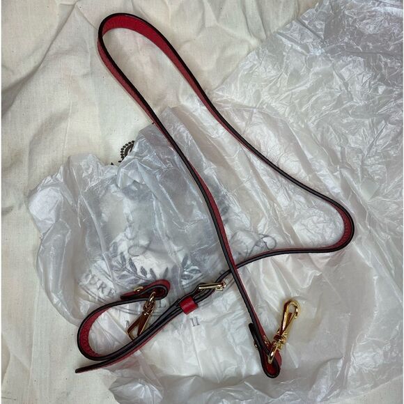 RALPH LAUREN RL Shoulder Bag RLL Red Gold Leather - Picture 16 of 16